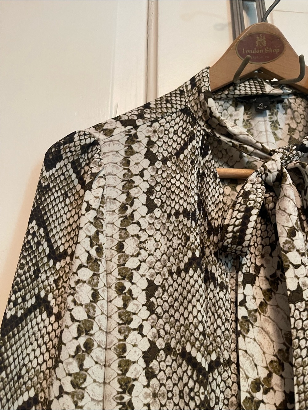 J. Crew Bow Neutral Snake-Print Blouse